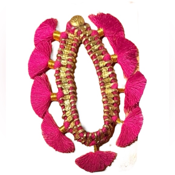 Shiraleah Anthropologie felicity tassel pink gold Fringe bracelet - Picture 1 of 4